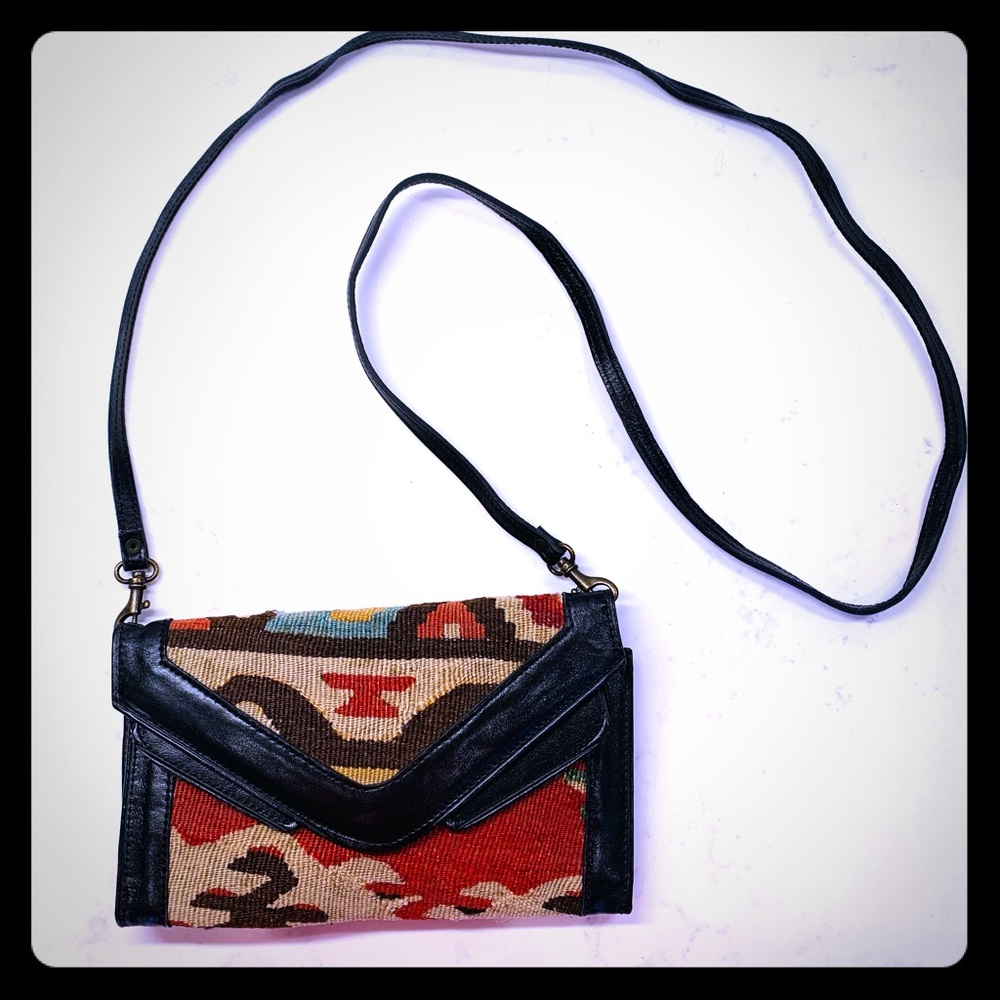 One-of-a-kind woven convertible wallet crossbody